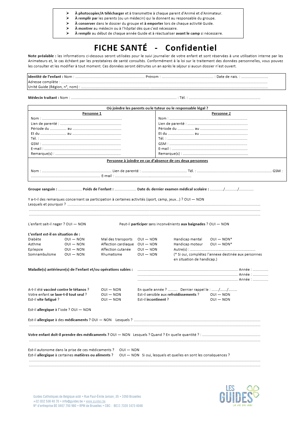 Fiche santé Les Guides